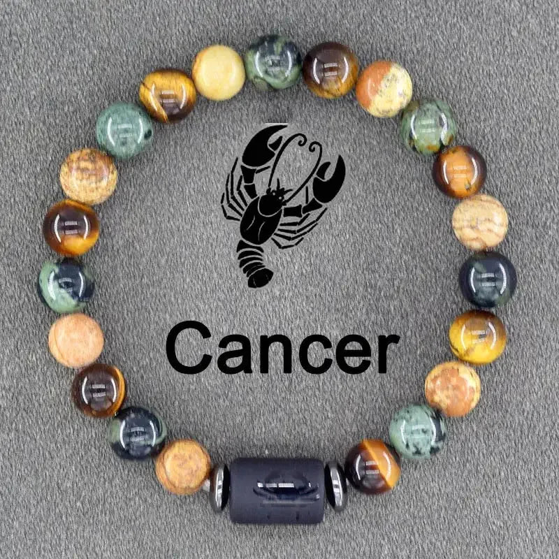 ✨ Zodiac Sign Bracelet Homme 12 Constellation Bangles – Adjustable Unisex Astrology Jewelry | Gemini, Virgo, Leo, Libra & More | Perfect Friendship Gift 7 8mm Beads