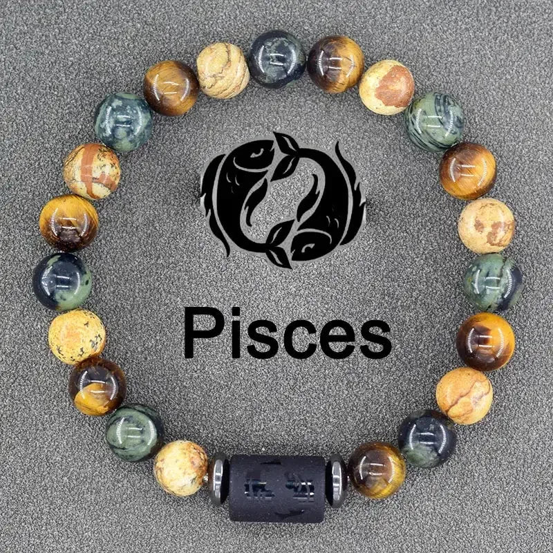 ✨ Zodiac Sign Bracelet Homme 12 Constellation Bangles – Adjustable Unisex Astrology Jewelry | Gemini, Virgo, Leo, Libra & More | Perfect Friendship Gift 8 8mm Beads