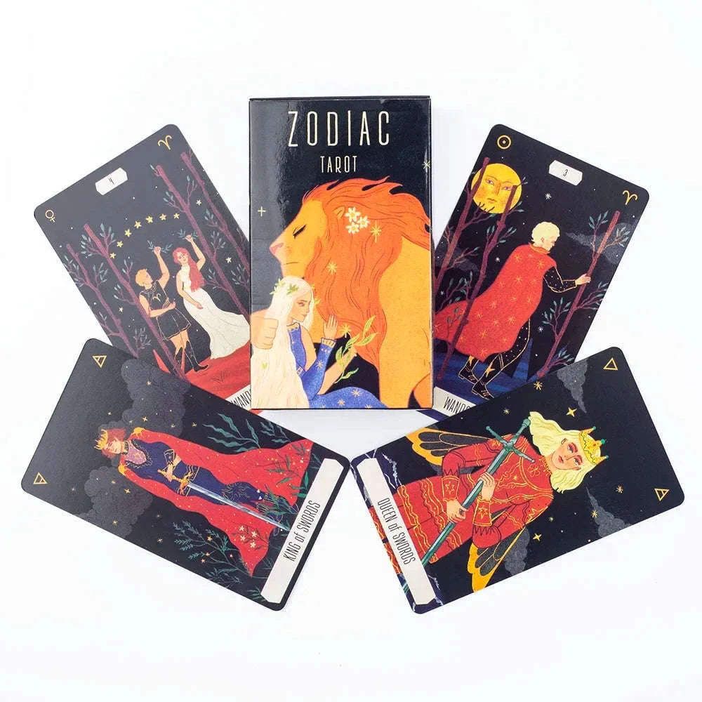 Zodiac Tarot – 78-Card Deck with 128-Page Guidebook, Divinatory Path Under the Stars for Family Gatherings & Board Games (10.3×6 cm)