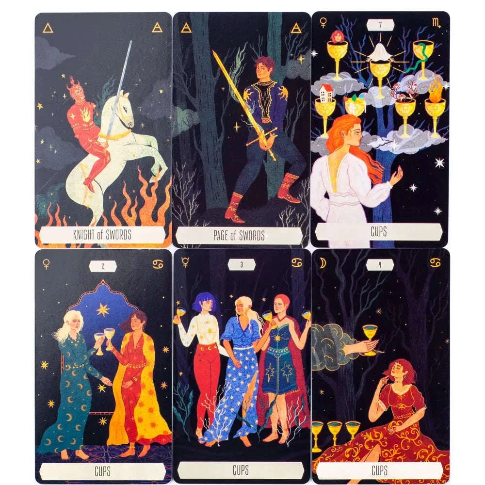 Zodiac Tarot – 78-Card Deck with 128-Page Guidebook, Divinatory Path Under the Stars for Family Gatherings & Board Games (10.3×6 cm)